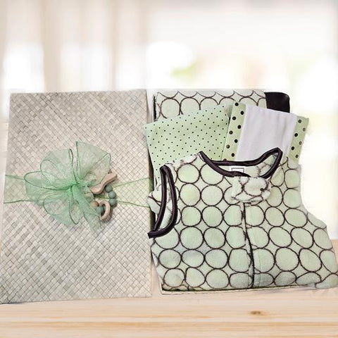 Newborn Baby Gift Basket Green © 2024 by Heartwarming Treasures® Same Day Seattle Delivery