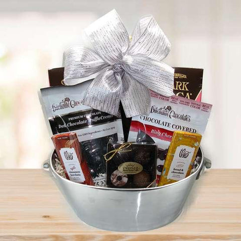 Champagne and Chocolates Gift Basket Deluxe © 2021 by Heartwarming Treasures® Wine Gift Basket Seattle Same Day Delivery