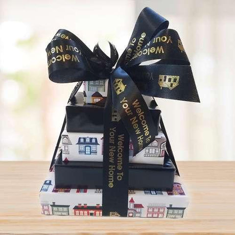 Welcome to New Home Gift Tower © 2021 Heartwarming Treasures® Housewarming Gift Basket Seattle Same Day Delivery