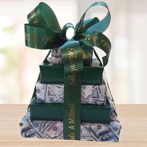Thanks A Million Gift Tower © 2021 by Heartwarming Treasures® Thank You Gift Basket Seattle Same Day Delivery