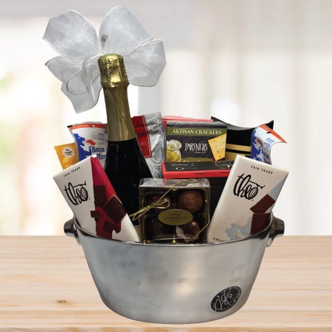 Champagne and Snacks Deluxe Gift Basket © 2025 by Heartwarming Treasures®