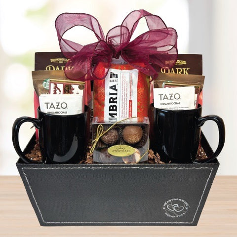 Coffee Chocolates Gift Basket © 2025 by Heartwarming Treasures® Client Business Gift Basket Seattle Same Day Delivery