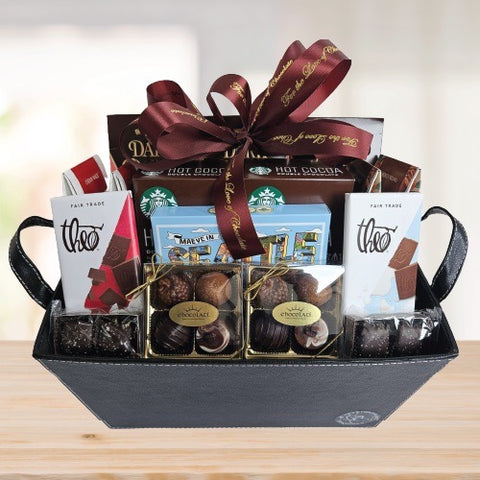 For the Love of Chocolate Gift Basket © 2026 Heartwarming Treasures® Office Gift Basket Seattle Same Day Delivery