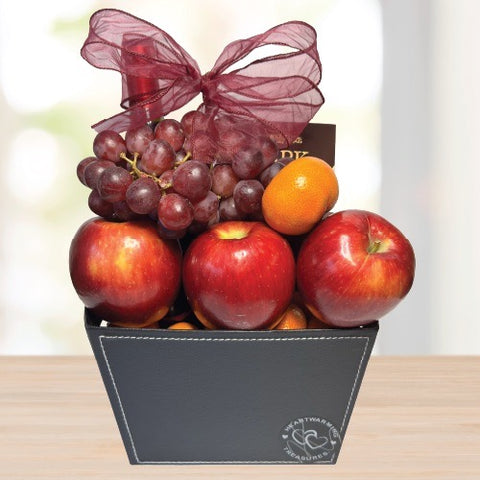 Fresh Fruit and Wine Gift Basket © 2025 by Heartwarming Treasures®