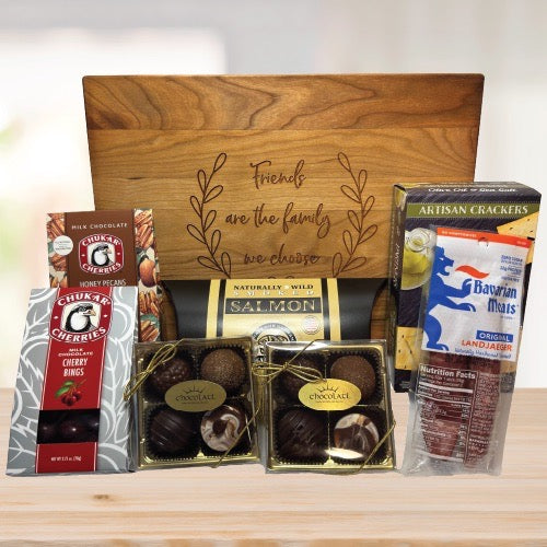 Friends Are Family Cutting Board © 2026 by Heartwarming Treasures® Seattle Gift Basket Same Day Delivery