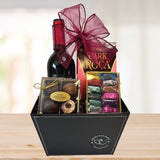 Red Wine and Chocolates © 2025 by Heartwarming Treasures® Wine Gift Basket Seattle Same Day Delivery