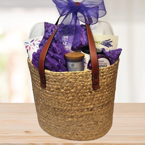 Relax and Renew Deluxe Lavender Gift Basket © 2025 Heartwarming Treasures® Gift Basket Seattle Same Day Delivery