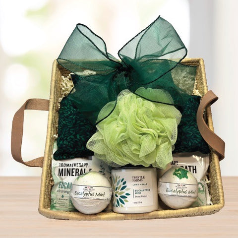 Relax and Renew Eucalyptus Spa Gift Basket © 2025 Heartwarming Treasures® Gift Basket Seattle Same Day Delivery