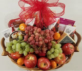 Custom Fruits Snacks WIne Wicker Gift Basket © 2020 by Heartwarming Treasures®