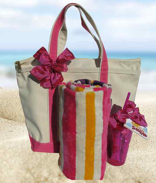Day At The Beach Tote Pink (c) 2019 by Heartwarming Treasures Inc