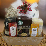 Holiday Coffee Chocolates Gift Basket with Ornament © 2020 by Heartwarming Treasures® Same Day Seattle Delivery