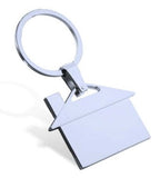 Keychain with silver house engraved with text Home Sweet Home