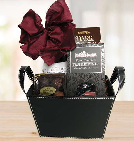 Red Wine and Chocolates Gift Basket (c) 2021 by Heartwarming Treasures